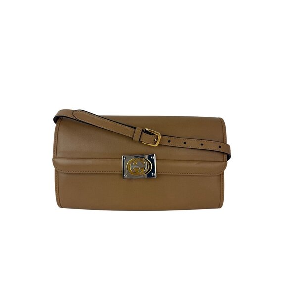 Gucci Lambskin G Linea Matisse Interlocking Beige Clutch Shoulder Bag - Picture 1 of 12